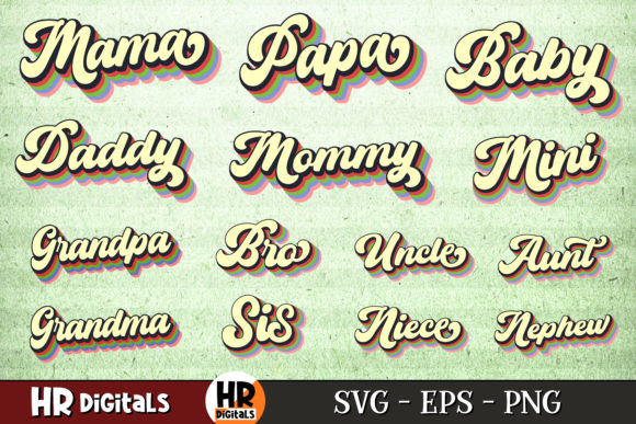 Matching Retro Vintage Family Mama Baby