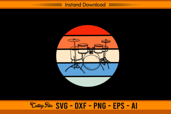 Retro Drums Embroidery Design